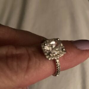 Sparkling Cushion-Cut Crystal Halo Ring - Silver